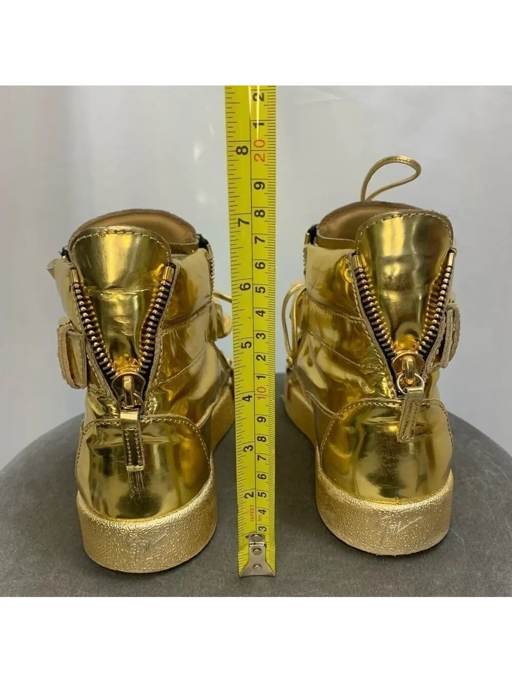 Giuseppe Zanotti London Mirrored Leather Chain High  'Vegas Gold' hi-top sneaker
